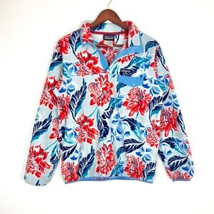 Patagonia Women’s Synchilla Snap-T Fleece Sweater in Hawaiian Floral Size Large